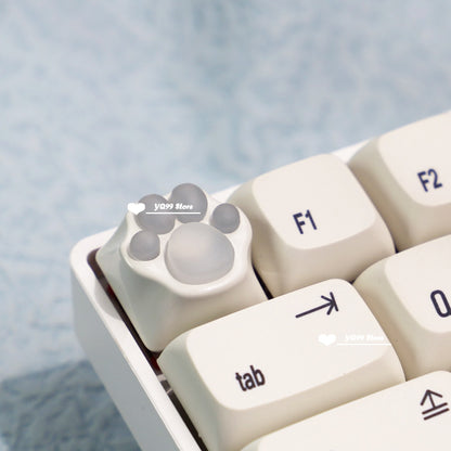 Kawaii White and Clear Cat Paw Key Cap
