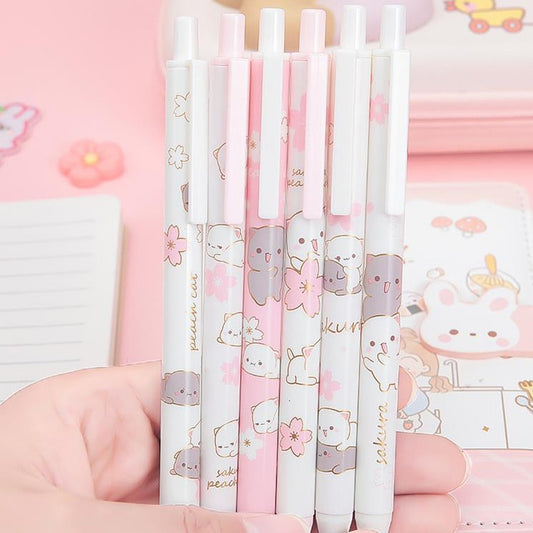 Kawaii Sakura Cats Gel Pens
