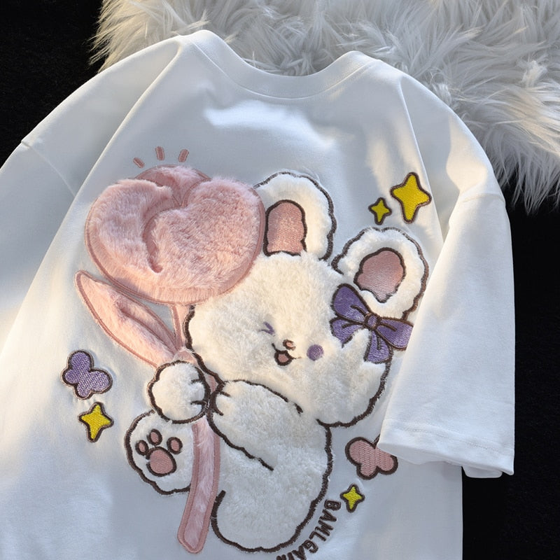 Kawaii Fluffy Tulip Bunny T-Shirt