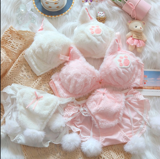 Japanese Kawaii Cream Bear Plush Underwear set Cute Camisoles