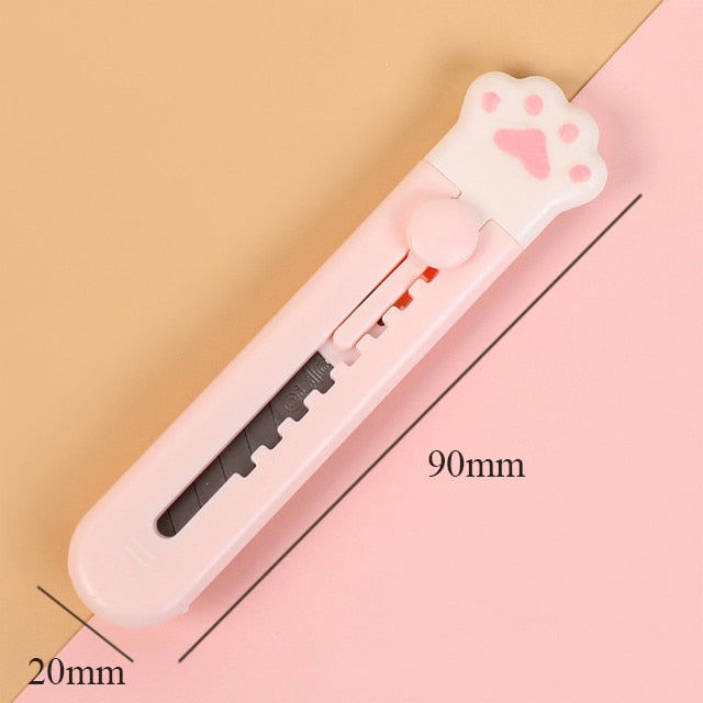 Kawaii Pink Retractable Cat Paw Box Cutter