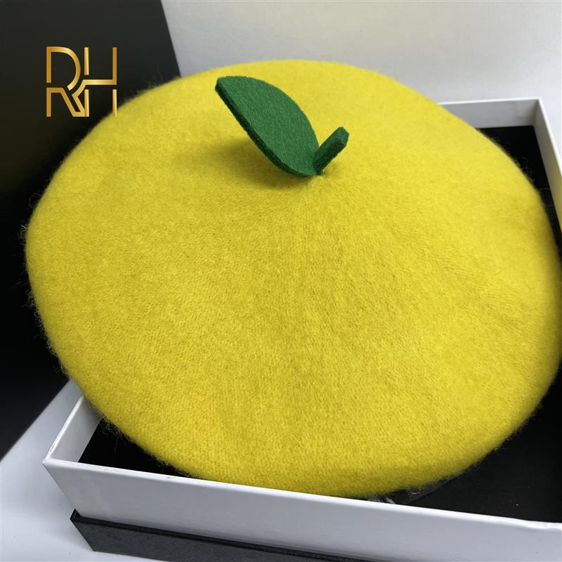 Kawaii Yellow Wool Fruit Beret Hat