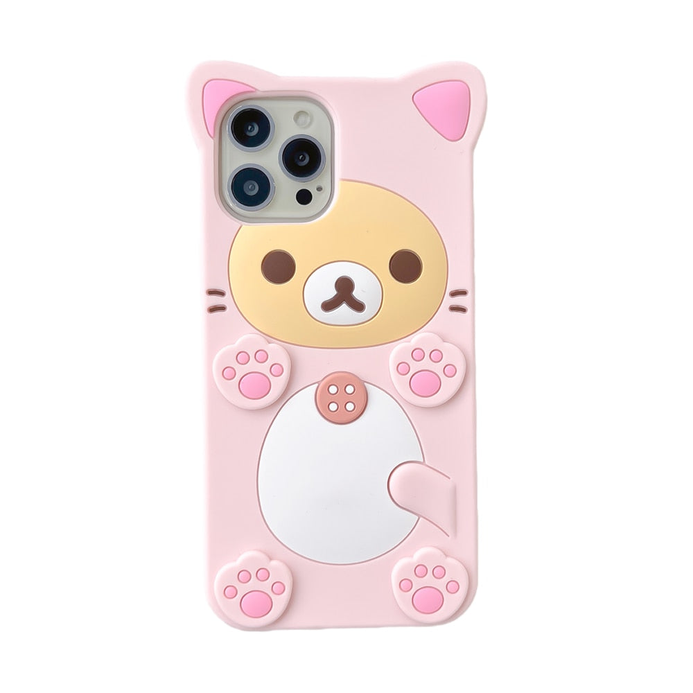 Kawaii Pink Bear Cat iPhone Case