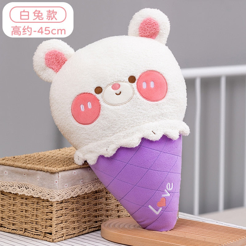 Kawaii White Ice Cream Bear Plushie