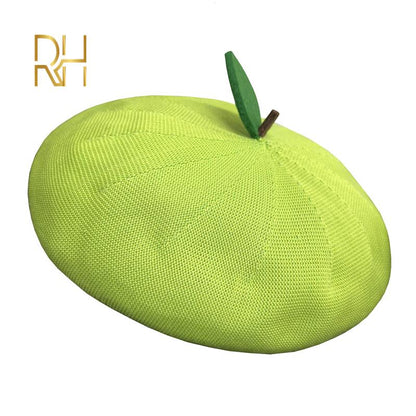 Kawiaii Green Knit Fruit Beret Hat