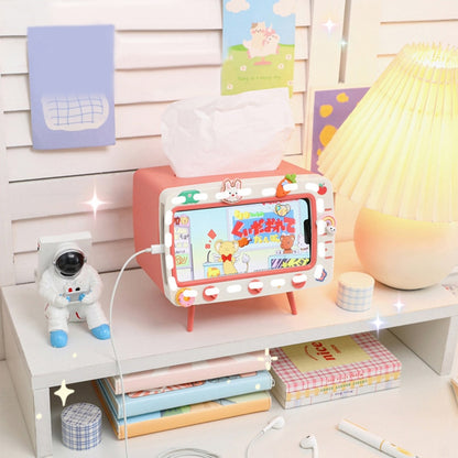 Kawaii PInk Tissue Box & Phone Holder