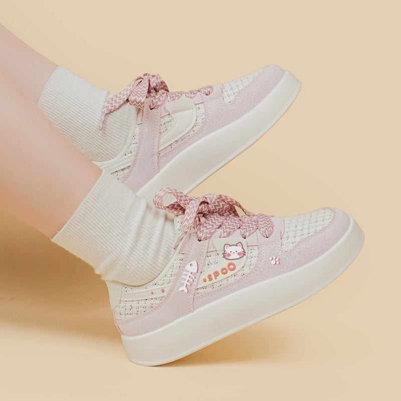 Kawaii Neko Fish Bone Sneakers