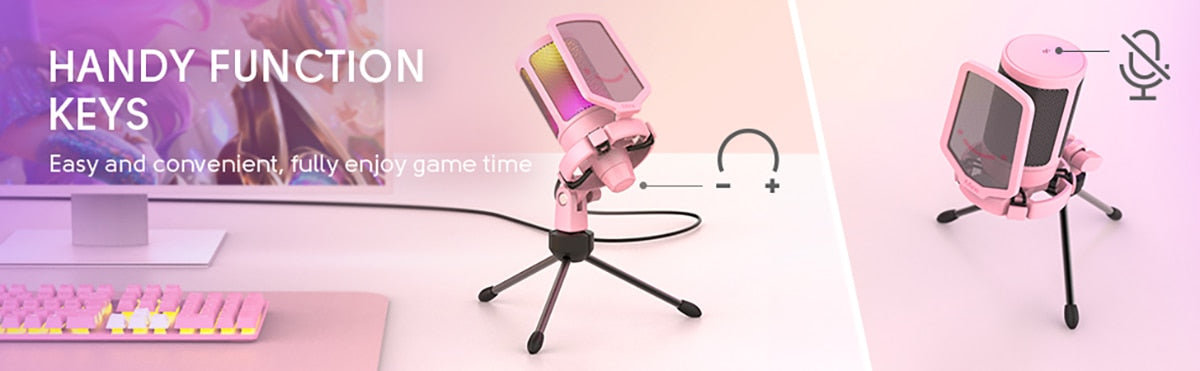 Kawaii Pink Condenser Microphone Function keys