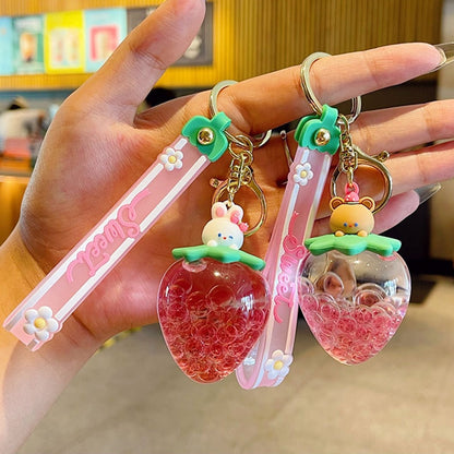 Bunny and Bear Strawberry Doll Kawaii Keychain