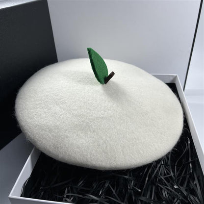 Kawaii White Wool Fruit Beret Hat