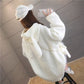 Back View of Kawaii White Loose Bunny Hoodie