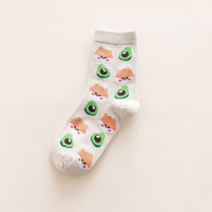 Kawaii Shiba Inus and Avocados Sock