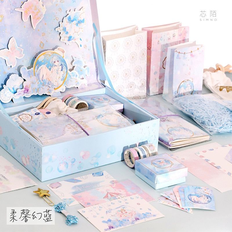 Kawaii Blue Cute Stationery Gift Set