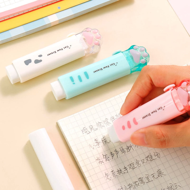 Kawaii Retractable Cat Paw Erasers