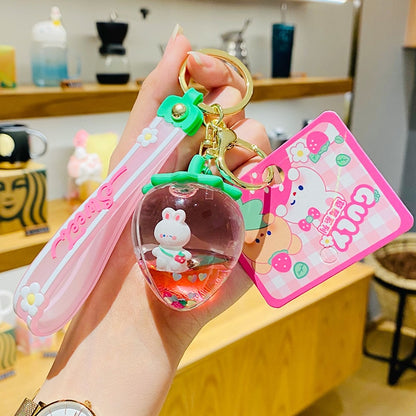 Kawaii Sweet Strawberry Doll Keychain with Bunny Inside