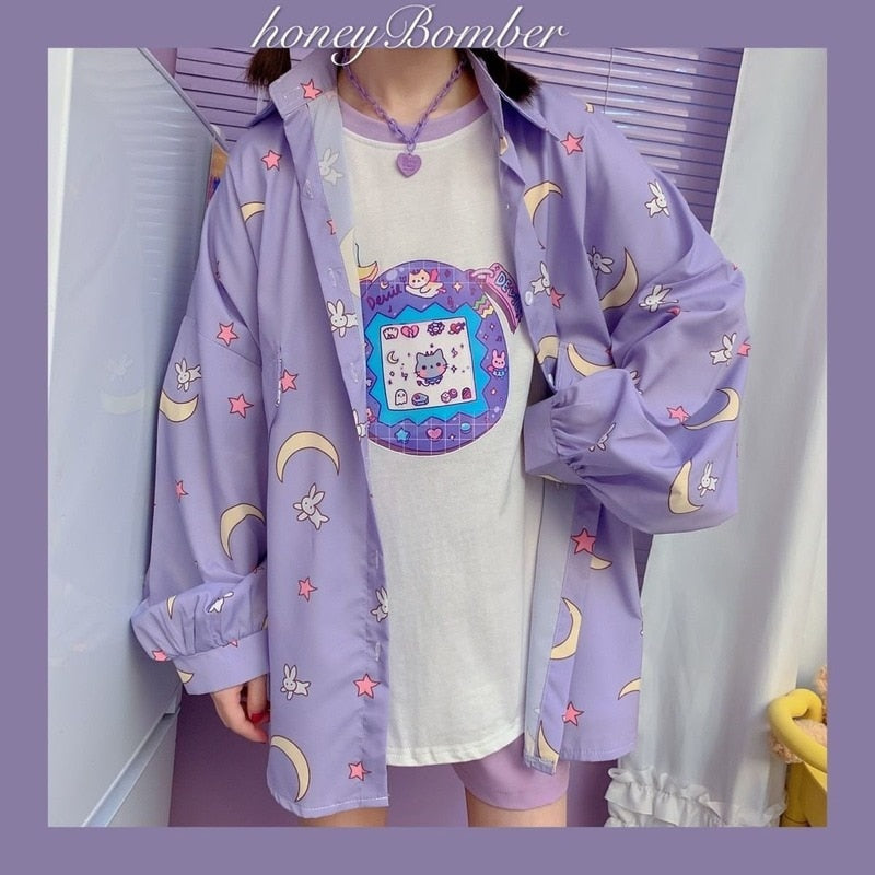 Kawaii Moon Bunny Shirt