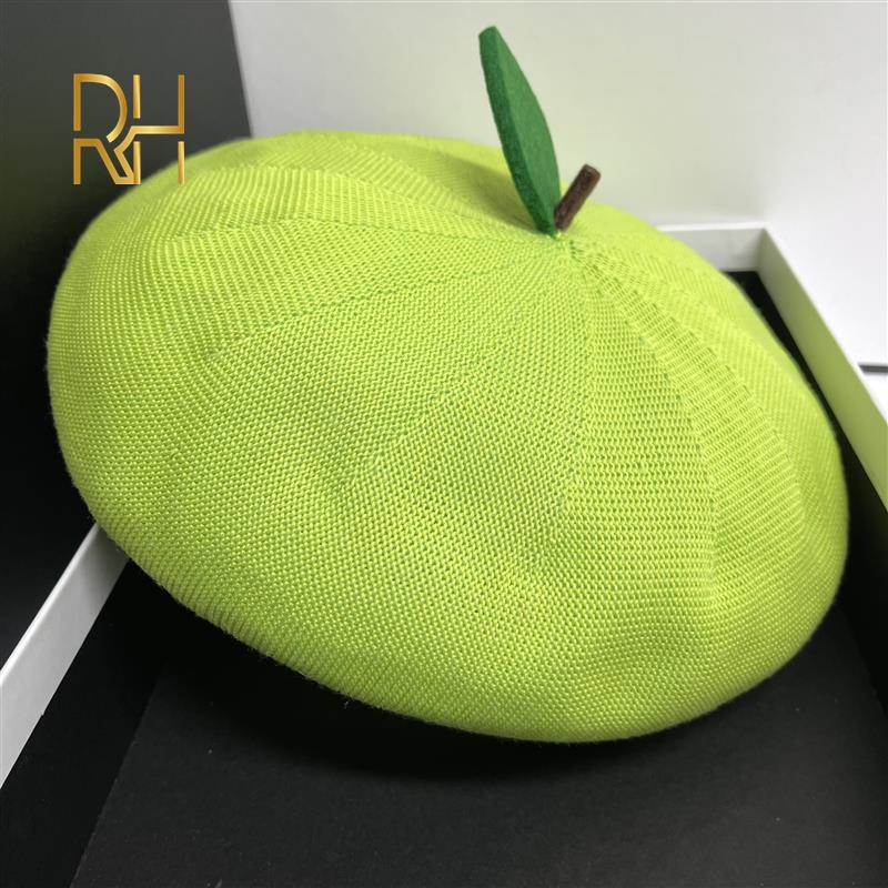Kawaii Green Knit Fruit Beret Hat
