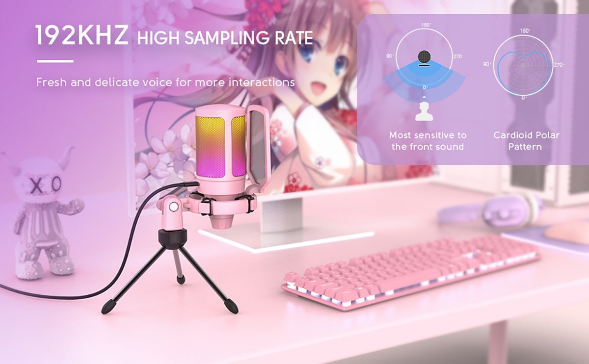 Kawaii Pink Condenser Microphone Sampling Rate