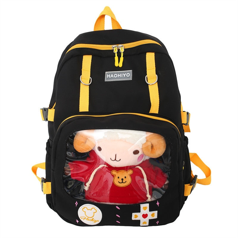 Kawaii Black and Yellow Game Design Plushie Backpack With Ram Plushie
