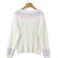 Back View of Kawaii Pastel V Neck Sweater