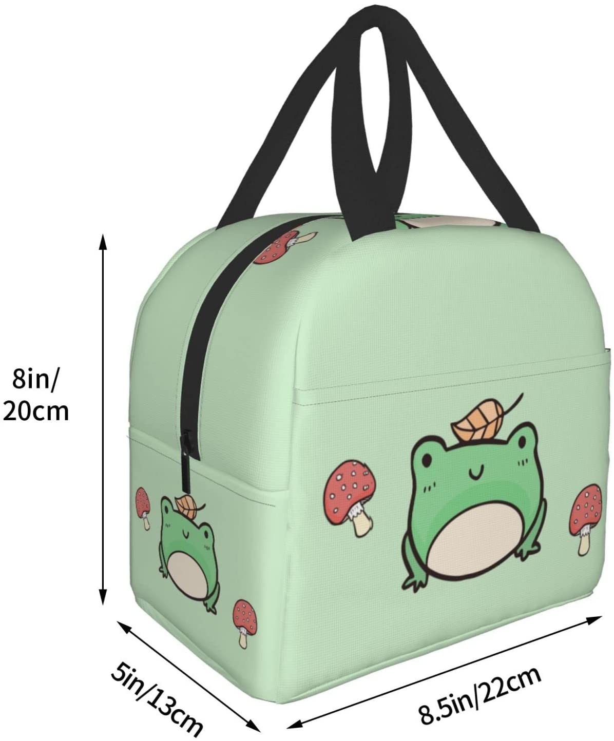 Kawaii Frog Lunch Bag Dimensions - 20cm x 22cm x 13cm