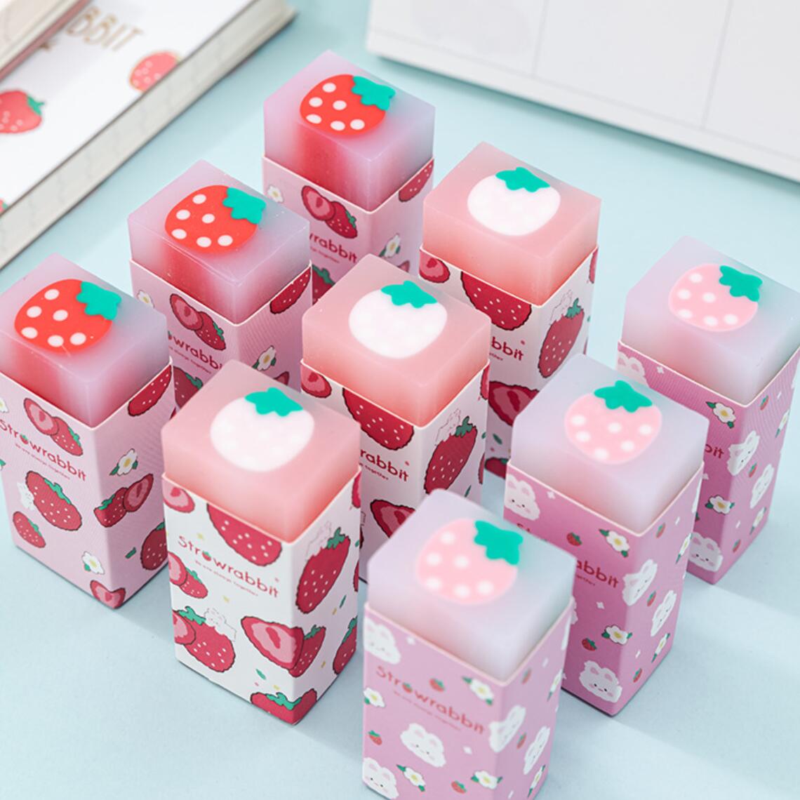 Kawaii Strawberry Soft Rubber Erasers