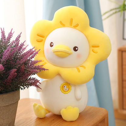 Kawaii Yellow Flower Duck Plushie