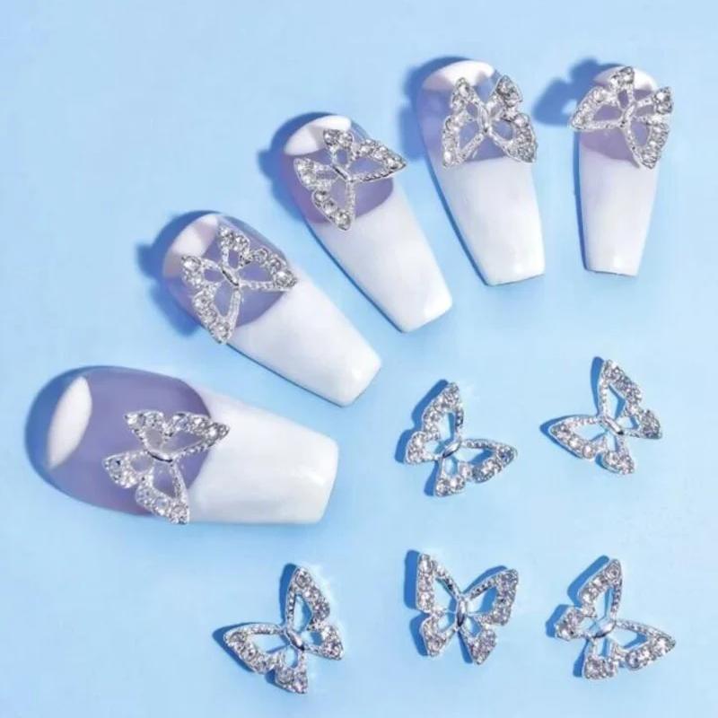 Kawaii Silver Butterfly Nail Charms