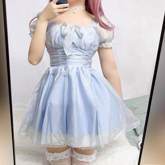 Kawaii Puff Sleeve Mini Dress