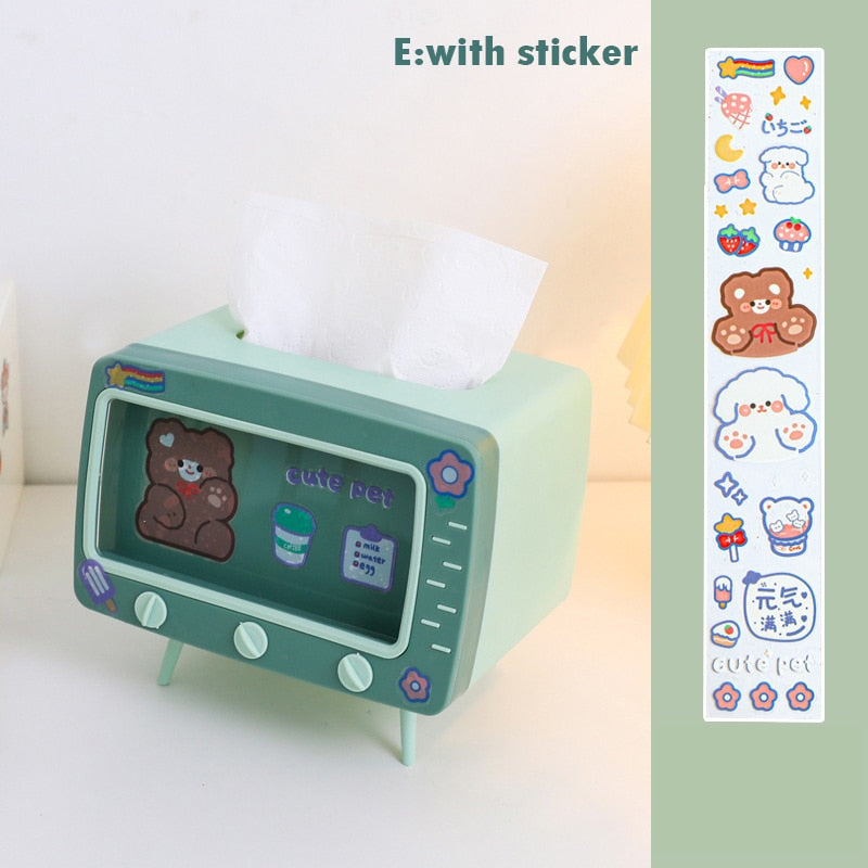 Kawaii Bear Green Tissue Box & Phone Holder