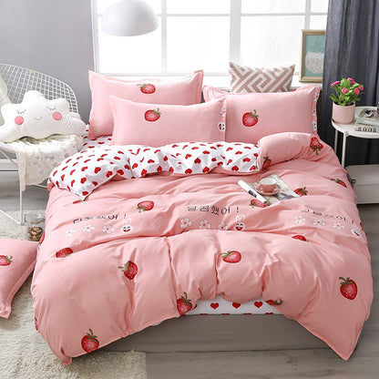 Kawaii Pink Strawberry Bed Sheets