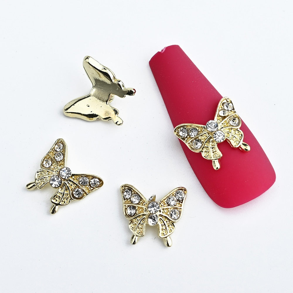 Kawaii Gold Butterfly Nail Charms