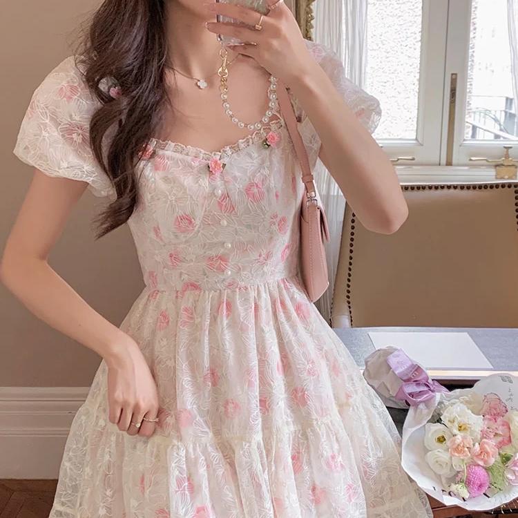 Kawaii Floral Lace Dress