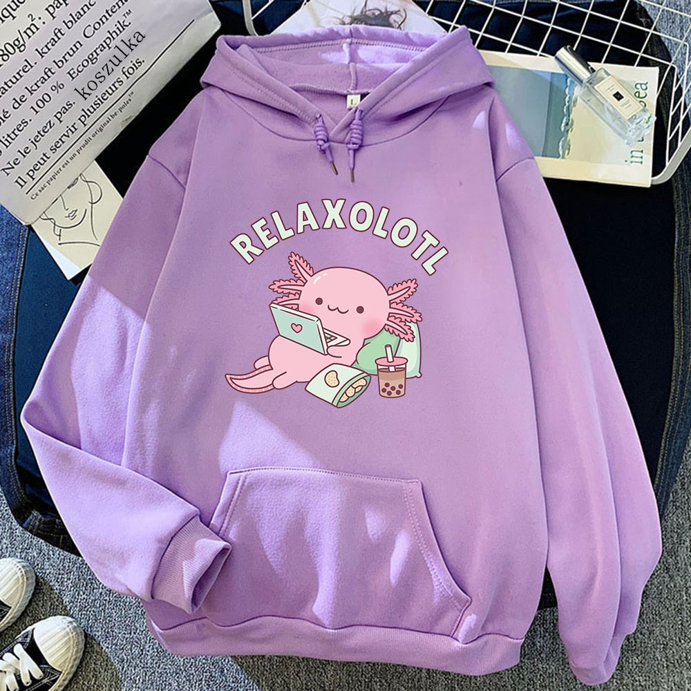 Kawaii Purple Relaxolotl Hoodie