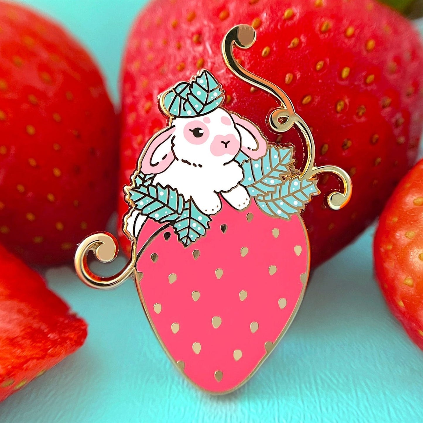 Kawaii Strawberry Bunny Enamel Gift