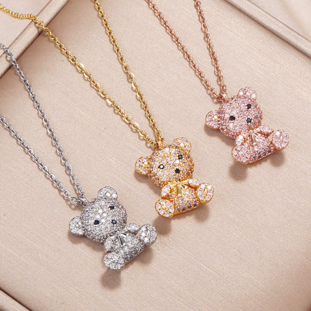 Kawaii Teddy Bear Pendant Necklaces