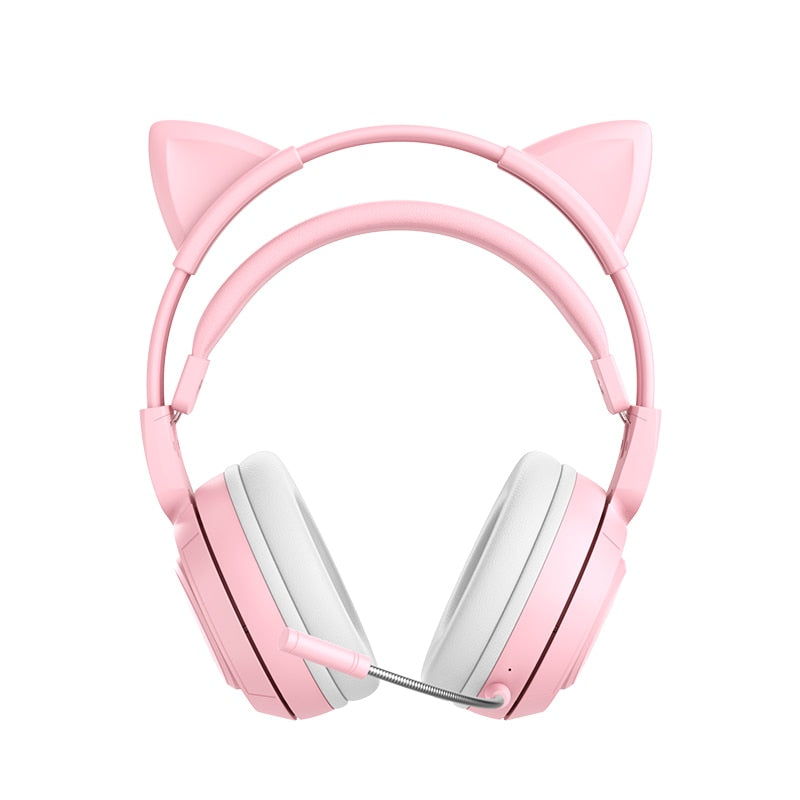 Kawaii Pink Bluetooth Cat Headphones With Microphone