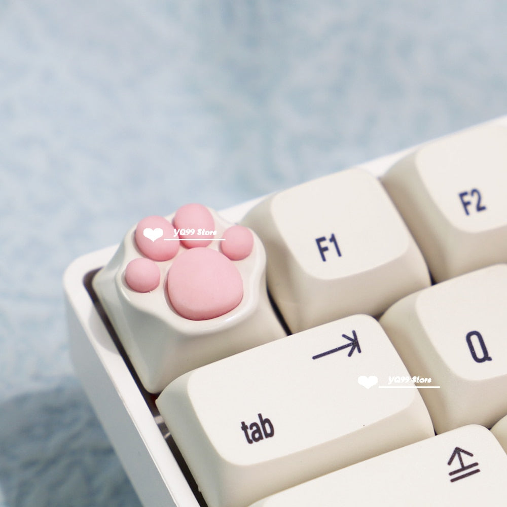 Kawaii White and Pink Cat Paw Key Cap
