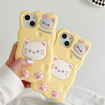Kawaii Cheese Cat & Mouse iPhone Covers