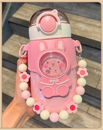 Kawaii Pink Bunny Stainless Steel Water Bottle