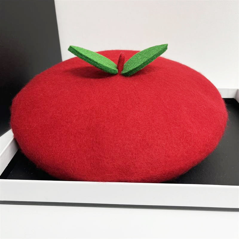 Kawaii Red Wool Fruit Beret Hat