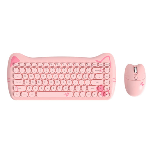 Kawaii Pink Cat Shaped Wireless Keyboard & Mouse