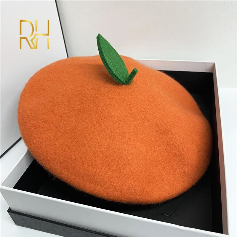 Kawaii Orange Wool Fruit Beret Hat