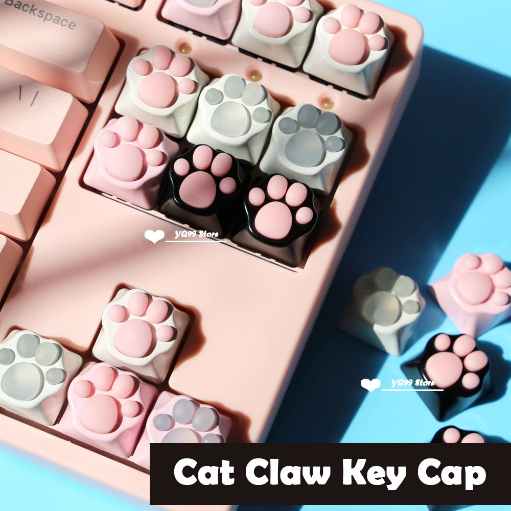 Kawaii Multi-Color Cat Paw Key Caps