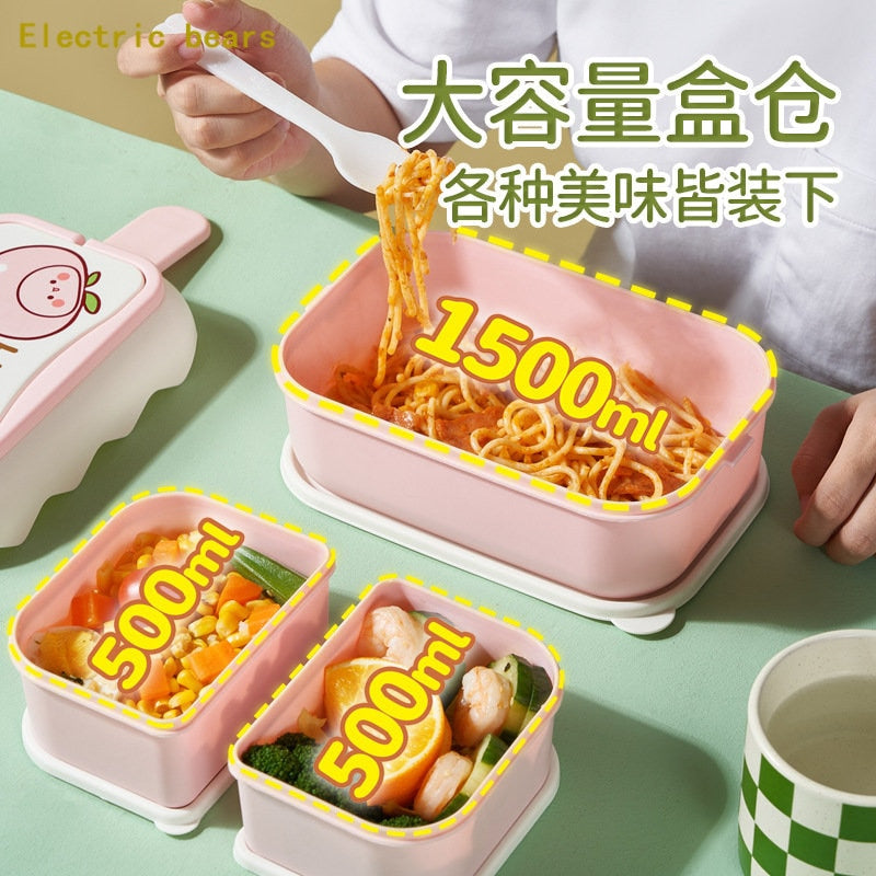 Kawaii Peach Bento Box Open