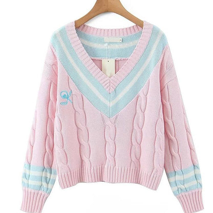 Kawaii Pastel V Neck Sweater