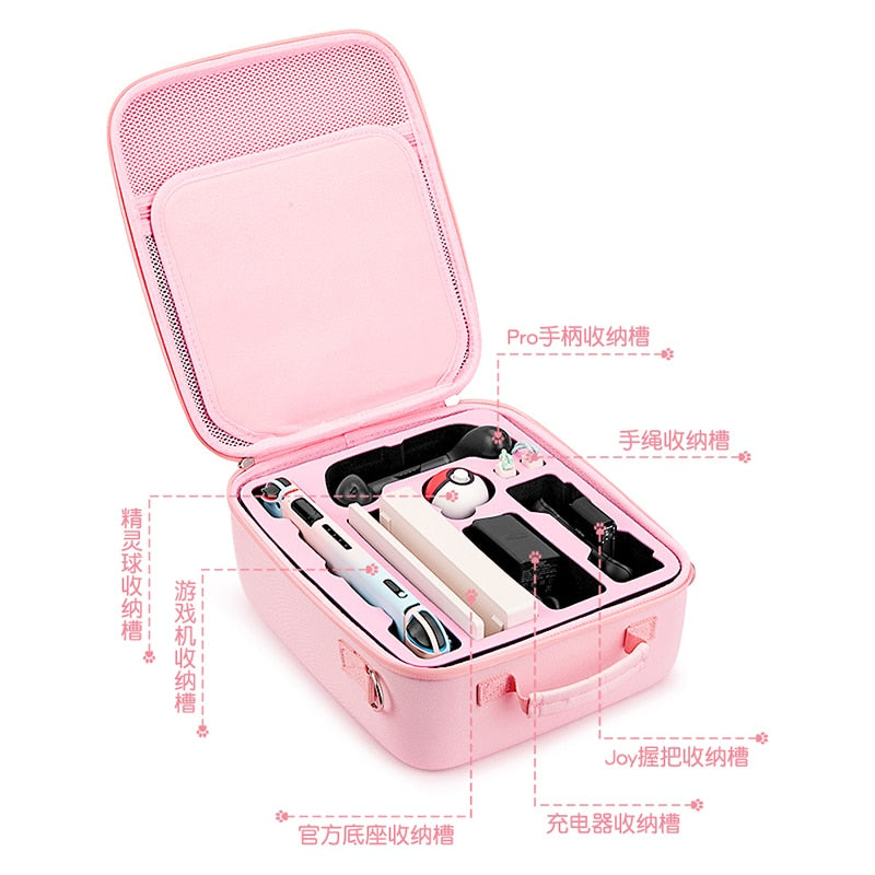 Kawaii Pink Cat Paw Gaming Suitcase Open