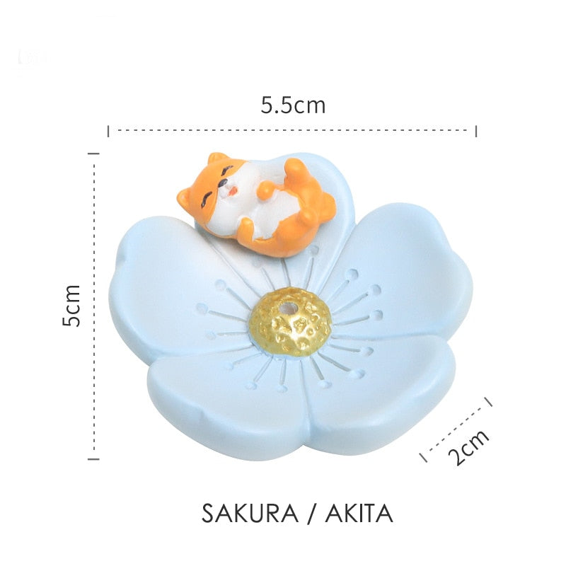 Kawaii Sakura Shiba Inu Incense Stick Holder