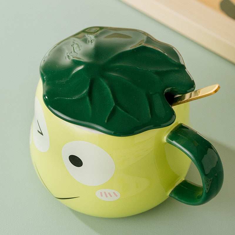 Frog Mug With Lid & Spoon Top View