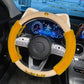 Kawaii Yellow Plush Cat Steering Wheel Cover
